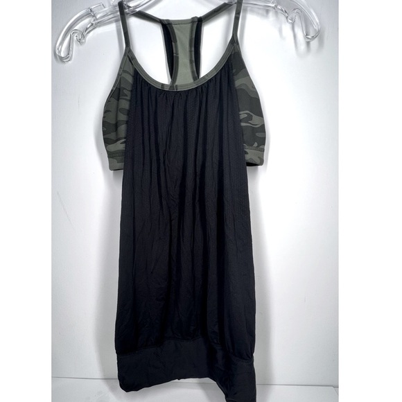 Lululemon Racerback Tank w/ Camo Bra 4 Black Green NWOT - Picture 9 of 13